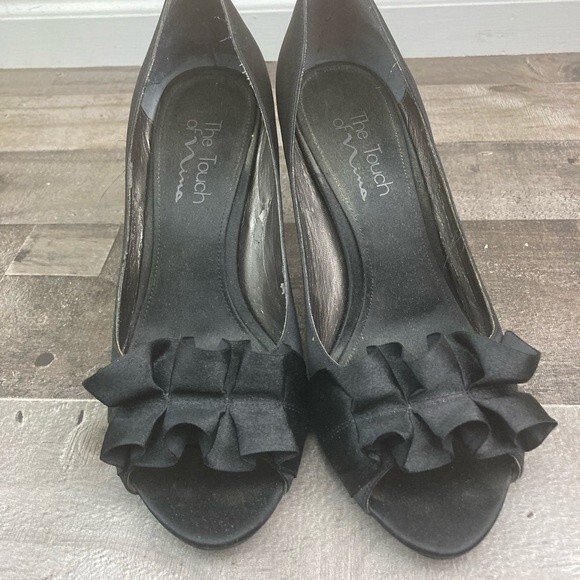 The Touch of Nina Black Open-toed Women's Heels Size 8US - Picture 7 of 13